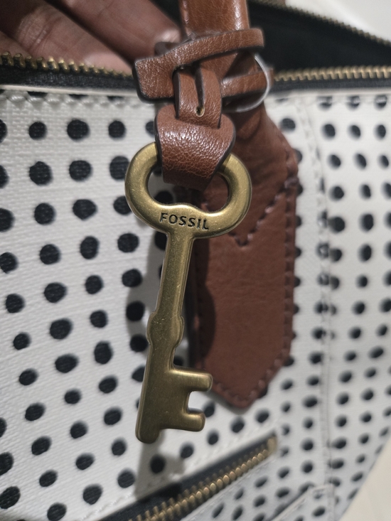 Fossil Handbags - Fossil Polka Dot Tote Bag in White and Brown